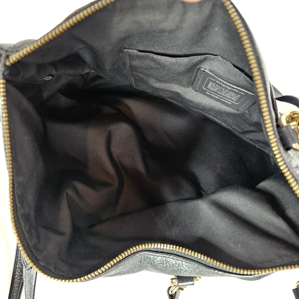 Coach Black Pebbled Leather Crossbody Tote with Gold Hardware - Picture 4 of 10